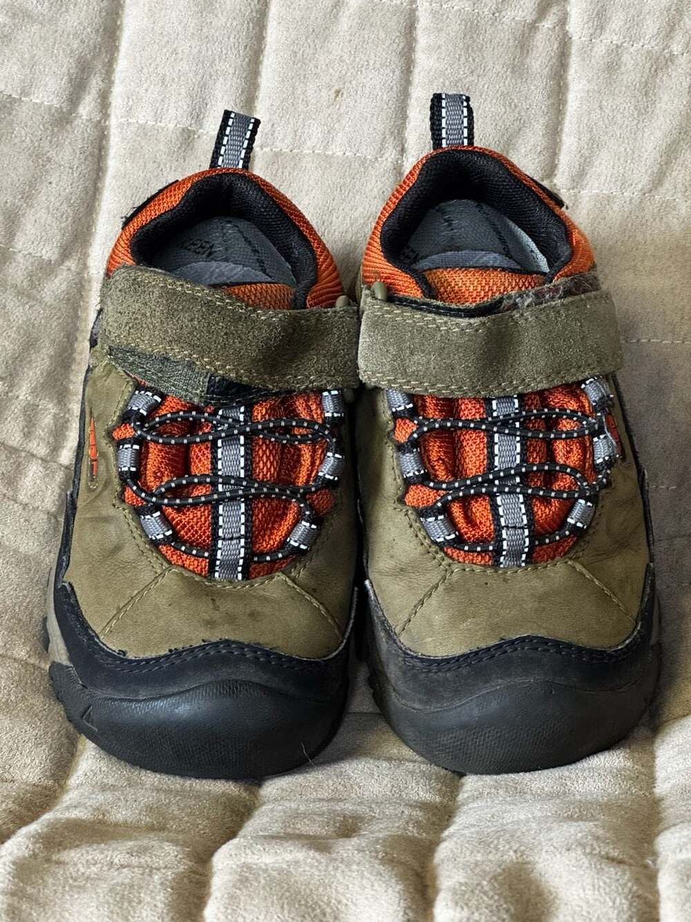 Keen Kids Jasper II Size 8 Olive Green Orange Waterproof Hiking Shoes